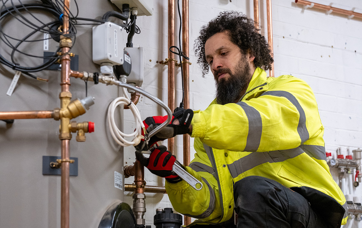 Adult learner on a construction site