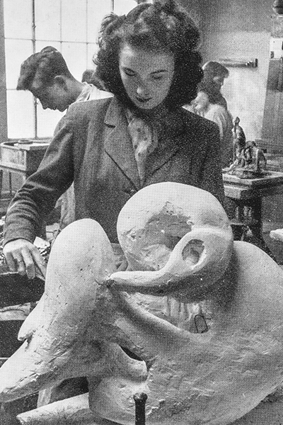 student modelling sculpture walthamstow school of art 1960